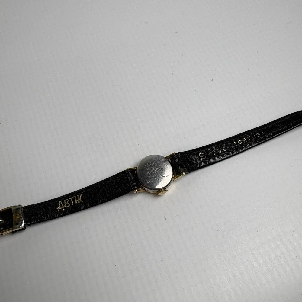 Vulcain Grand Prix Women Vintage Cocktail Watch Black Dial Gold Fluted Swiss